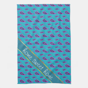 Peacock Blue Paisley Tea Towel