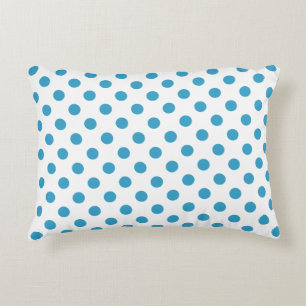 Peacock Blue Polka Dots Circles Decorative Cushion