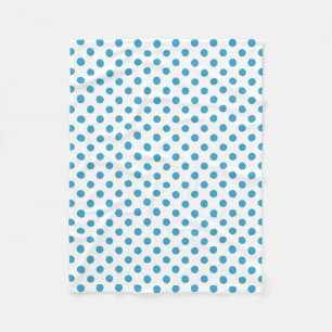 Peacock Blue Polka Dots Circles Fleece Blanket