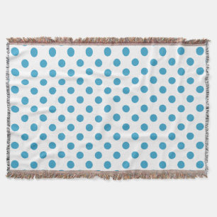 Peacock Blue Polka Dots Circles Throw Blanket