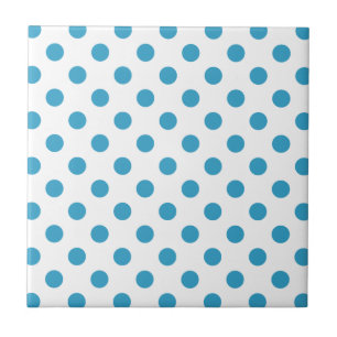 Peacock Blue Polka Dots Circles Tile