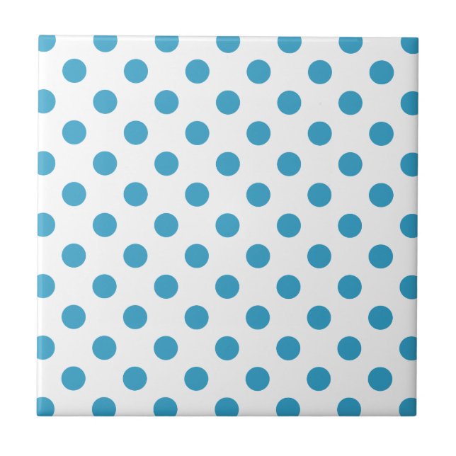 Peacock Blue Polka Dots Circles Tile (Front)
