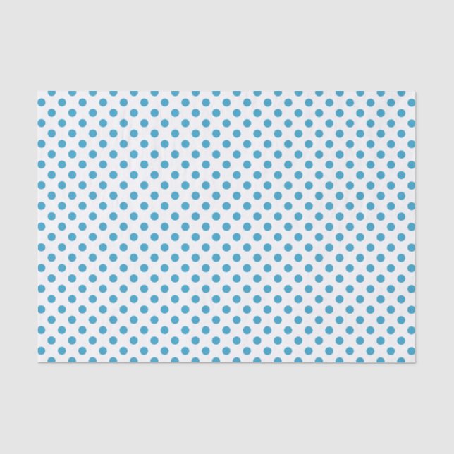 Peacock Blue Polka Dots Circles Tissue Paper (Front)