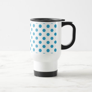 Peacock Blue Polka Dots Circles Travel Mug