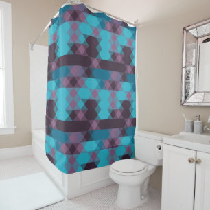 peacock blue, purple, topaz blue and thunder shower curtain