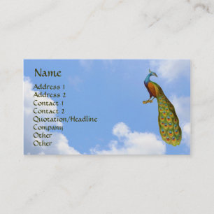Peacock Blue Sky Nature Art Business Card