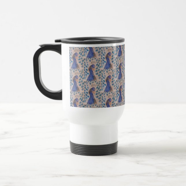 Peacock Blue  Travel Mug (Left)