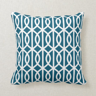 Peacock Blue Trellis Pillow