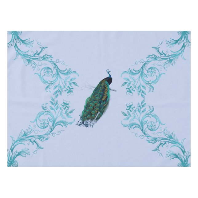 Peacock Blue Watercolor Tablecloth (Front (Horizontal))