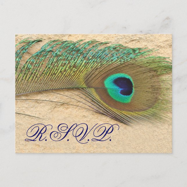 peacock blue  Wedding rsvp card (Front)