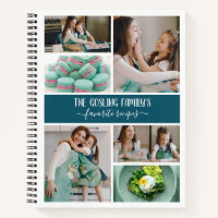 Peacock Blue White Photo Collage Family Recipes