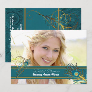 Peacock Bridal Shower Bride to Be Photo Invitation