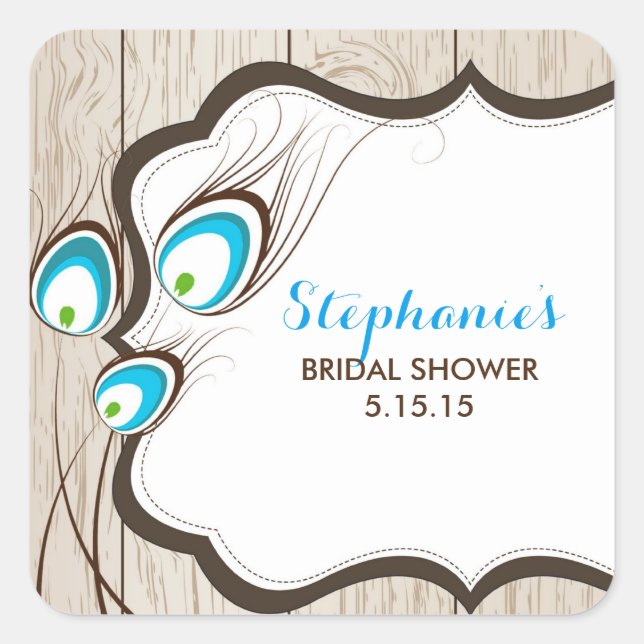 Peacock Bridal Shower Favour Labels (Front)