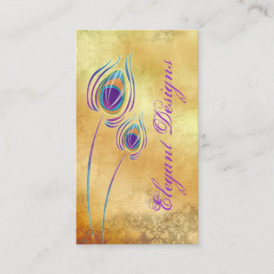 Peacock Business Purple Cream Vintage Damask Business Card