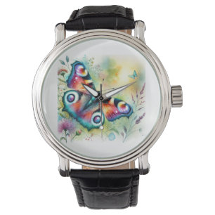 Peacock Butterfly 031024AREF112 - Watercolor Watch