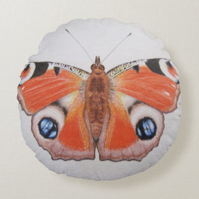 Peacock Butterfly 2012 Round Cushion (Front)