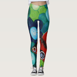 Peacock Butterfly and Flowers Painting Leggings