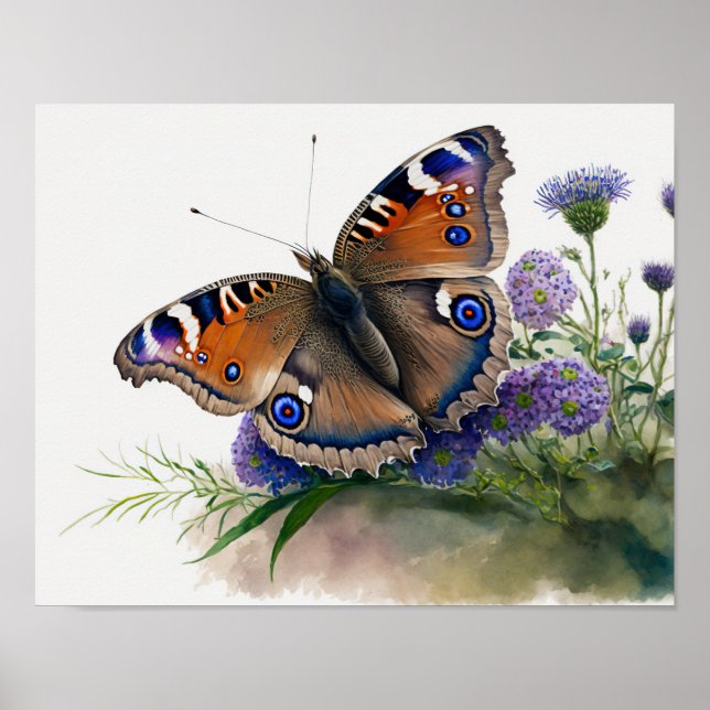 Peacock Butterfly Art Print Poster (Front)