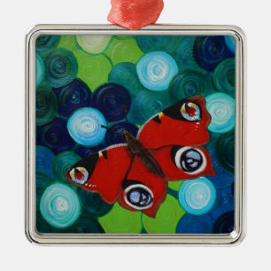 Peacock Butterfly Painting Metal Tree Decoration