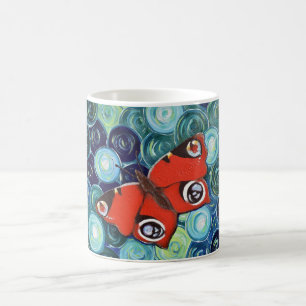 Peacock Butterfly Painting Reworked Coffee Mug