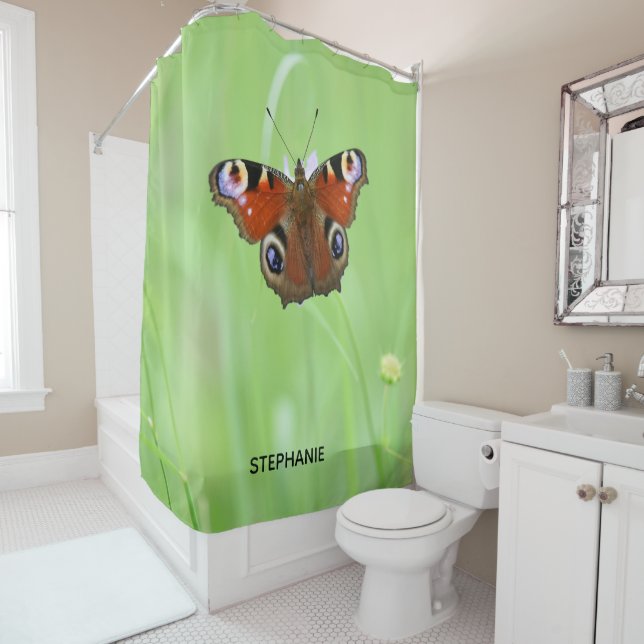 Peacock Butterfly Shower Curtain (In Situ)
