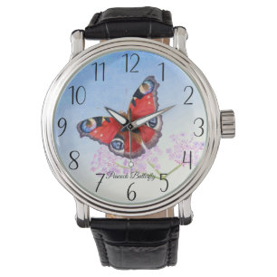 Peacock Butterfly Watercolor Painting Watch