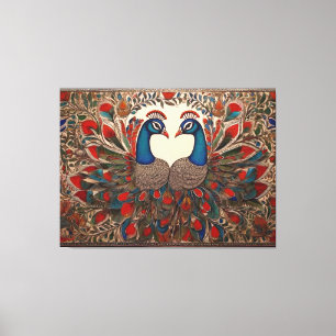 Peacock Canvas Prints: Authentic Madhubani Art