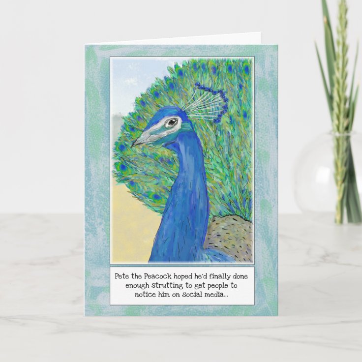 Peacock Cartoon Funny Birthday Greeting Card | Zazzle