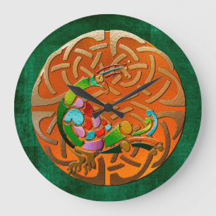 Peacock Celtic Deco Jeweled Large Clock