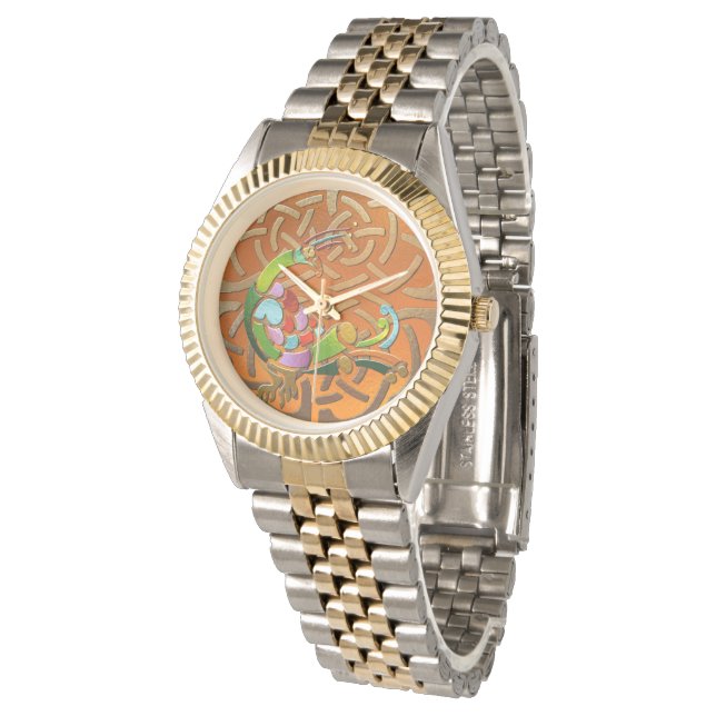 Peacock Celtic Deco Jewelled Watch (Angled)