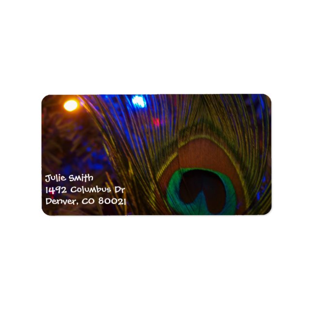 Peacock Christmas Feather Label (Front)