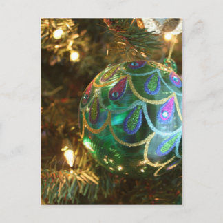 Peacock Christmas Holiday Postcard