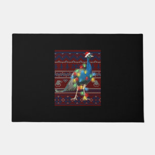 Peacock Christmas Lights Ugly Sweater Goat Lover Doormat