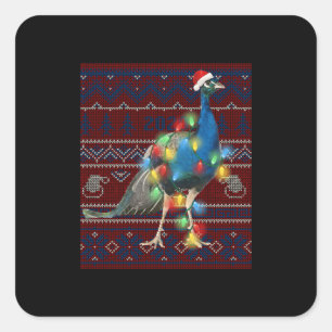 Peacock Christmas Lights Ugly Sweater Goat Lover Square Sticker