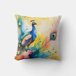 Peacock coloful design cushion