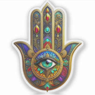 Peacock Color Flower Petals Hamsa Green Third Eye