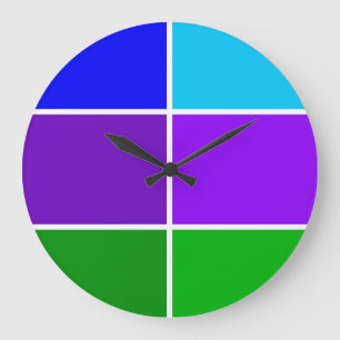 Peacock Color Geometric Blocks Large Clock