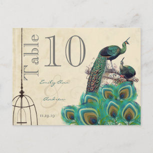 Peacock Colors Paisley Wedding Table Number Postcard