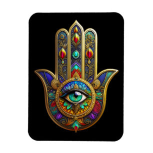 Peacock Colour Flower Petals Hamsa Green Third Eye Magnet