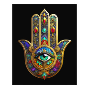 Peacock Colour Flower Petals Hamsa Green Third Eye Photo Print