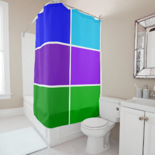Peacock Colour Geometric Blocks Shower Curtain