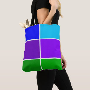Peacock Colour Geometric Blocks Tote Bag