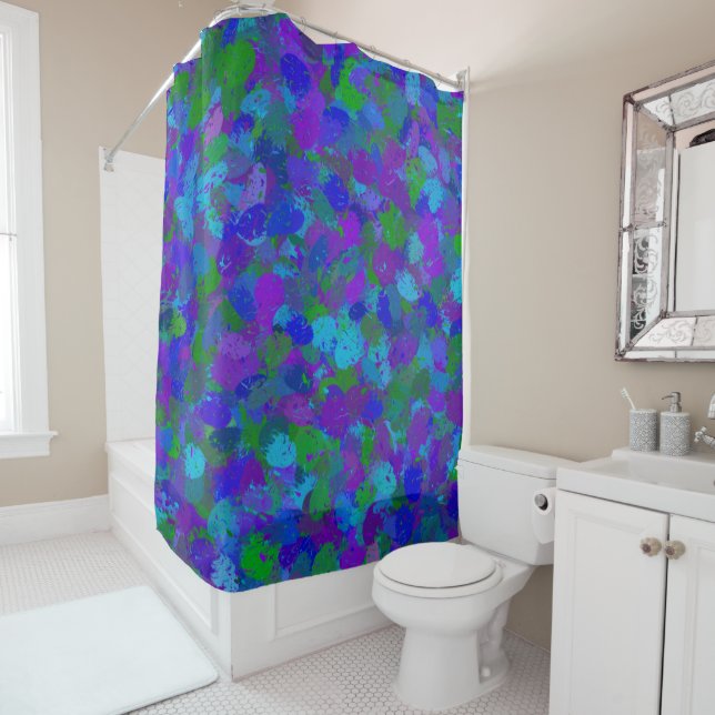 Peacock Colour Shower Curtain (In Situ)