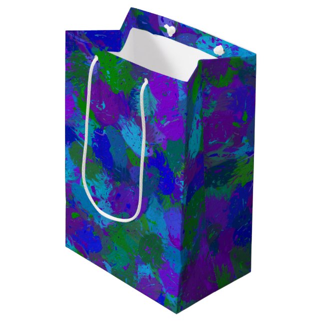 Peacock Colour Splashes Medium Gift Bag (Front Angled)