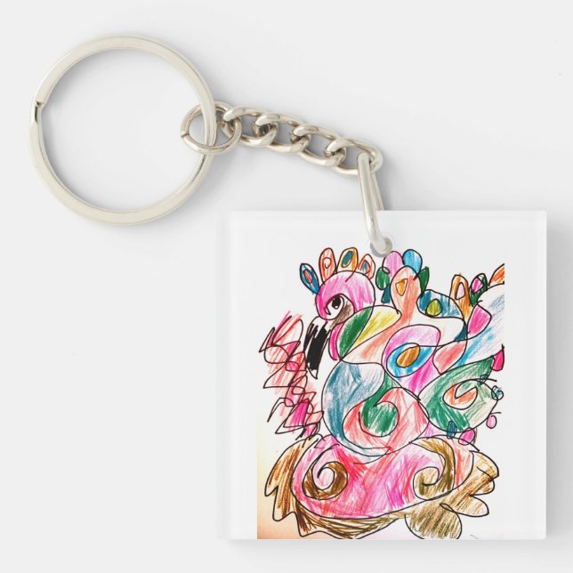 Peacock colourful key ring (Front)