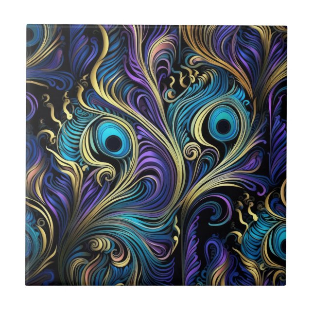 Peacock Colourful Pattern Tile (Front)
