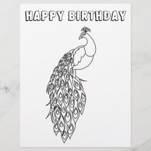 Peacock Colouring Page kids Birthday Party Activit Custom Letterhead