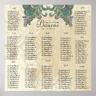 Peacock Colours - 100 to 150 guests - alphabetical Poster