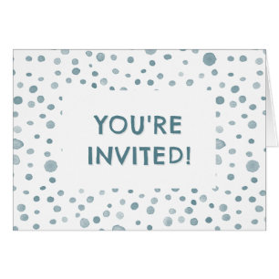 Peacock Confetti Watercolor Dots Birthday Invite