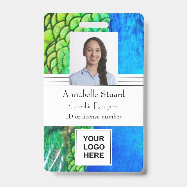 Peacock creative colourful artist company business ID badge (Front)